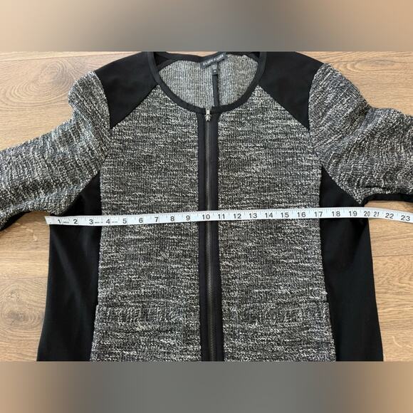 Eileen Fisher Black Tweed Zip Up Jacket With Ponte Knit Side Panels Size XL - Picture 13 of 14